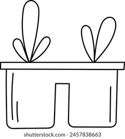 Plantas En Ilustración vectorial De Contorno De Olla