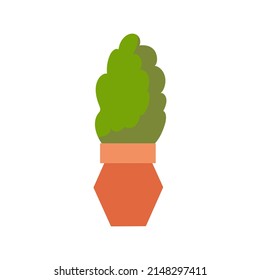 Plants in pots. Part of the facade of the house. A simple decorative element. Vector illustration isolated on white background. Cartoon style.