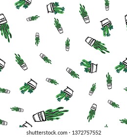 Plants in pots seamless pattern for your design: textile, wallpaper, card