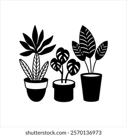plants a pots vector silhouette 