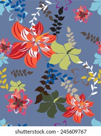 Plants Seamless Pattern Background - Illustration