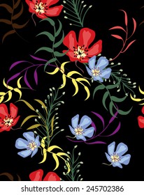 Plants Seamless Pattern Background - Illustration