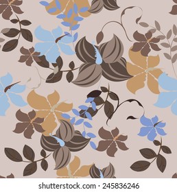 Plants Seamless Pattern Background - Illustration