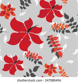 Plants Seamless Pattern Background - Illustration