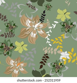Plants Seamless Pattern Background - Illustration