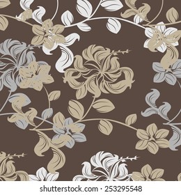 Plants Seamless Pattern Background - Illustration