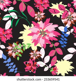 Plants Seamless Pattern Background - Illustration