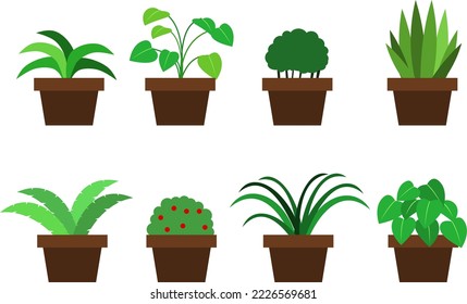Plants set vector. Nature object decoration