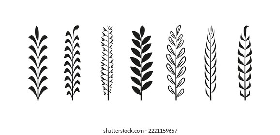 Plants sketch, great design for any purposes. Set of hand drawn flowers, leaves and branches