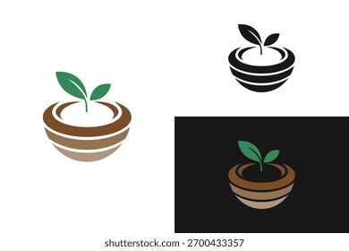 Plants and soil environment logo design vector