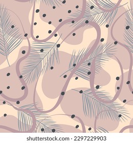 plants and spots pastel colors. abstract seamless background