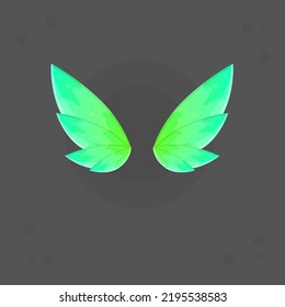 Plants Style Green Leaf Fairy Fantasy Wings Fly Cute Colorful Cartoon Vector Design