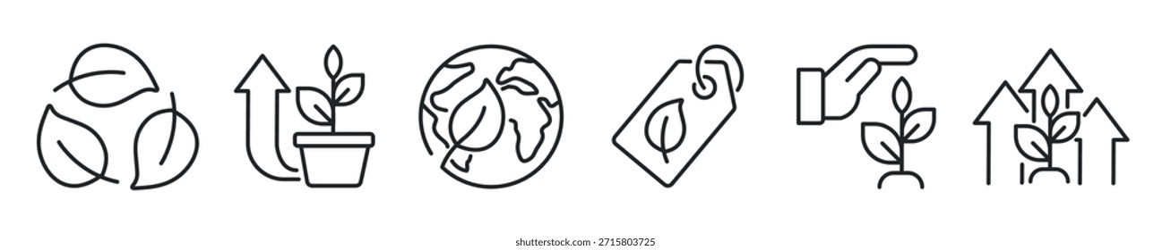 Pflanzen dünne Linie Symbol-Set. Web-Minimalsymbole