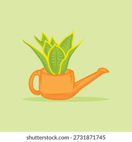 Plants in unique pots flat illustration