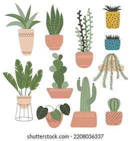 Plants vector collection. Hand drawn style. Houseplant set.