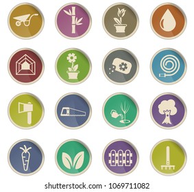 plants vector icons in the form of round paper labels