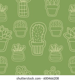 Plants Vector Seamless Hand Drawn Pattern 