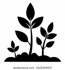 Pflanzen, Vektor Silhouette Symbol auf weißem Hintergrund