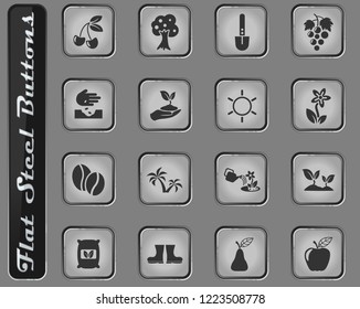 plants vector web icons on the flat steel buttons