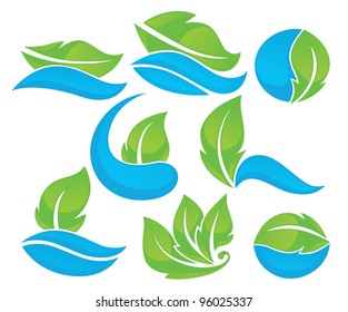 plants and water, vector collection of symbols