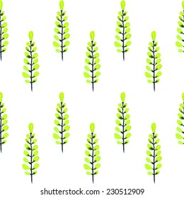 Plants. Watercolor seamless pattern. Beautiful vector hand drawn texture. Romantic background for web pages, wedding invitations, save the date cards. Watercolor vector.