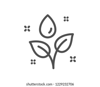 Plants watering line icon. Leaves dew sign. Environmental care symbol. Quality design flat app element. Editable stroke Plants watering icon. Vector