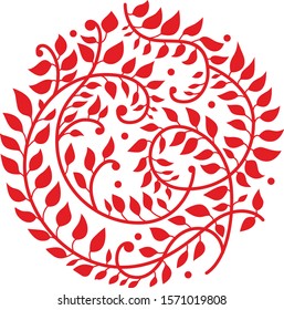 Plants witn red leaves in circle ornament