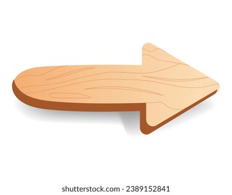 Plaque in cartoon style. Achieving of the visual clarity in creations using this wooden arrow plaque, an important component of design elements. Vector illustration.