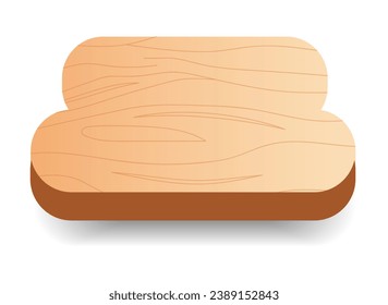 Plaque in cartoon style. This playful element in artwork with this cute-shaped wooden plaque, is a valuable member of design set. Vector illustration.