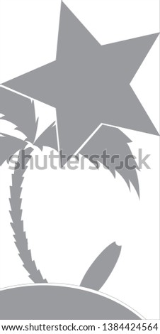 plaque design. stars, coconut and beach.