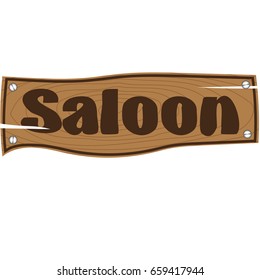 Wooden Signboard Words Saloon Wooden Curly Stock Vector (Royalty Free ...