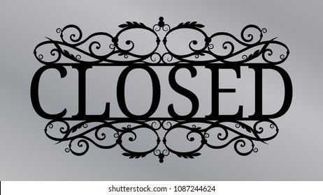 the plaque with the inscription-closed. Template laser cutting machine for wood, metal and paper. For Plotter