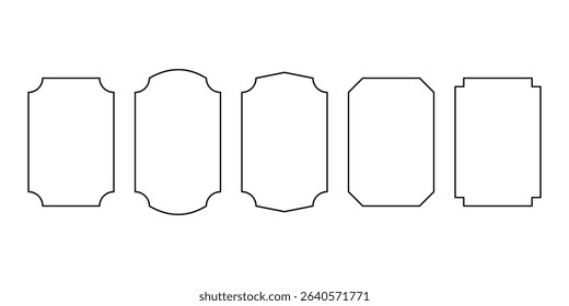Plaque Outline Templates Set - Decorative Vector Frames. A set of five elegant and versatile blank plaque or label outline templates. vector illustration.