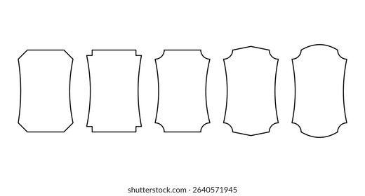 Plaque Outline Templates Set - Decorative Vector Frames. A set of five elegant and versatile blank plaque or label outline templates.