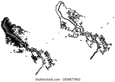 Plaquemines County, Louisiana (U.S. county, United States of America, USA, U.S., US) map vector illustration, scribble sketch Plaquemines Parish map