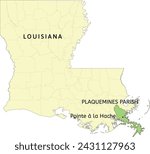 Plaquemines Parish and census-designated place of Pointe à la Hache location on Louisiana state map
