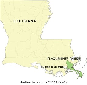 Plaquemines Parish and census-designated place of Pointe à la Hache location on Louisiana state map
