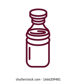 Icono de botella plástica sobre fondo blanco, estilo de línea, ilustración vectorial