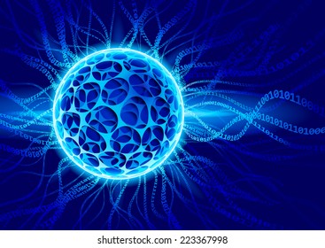 Plasma ball with binaries. Eps10. Used transparency effects. RGB. Organized by layers. Global colors. Gradients used.