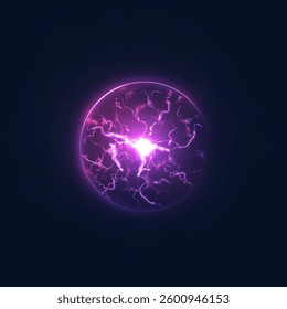 Plasma ball. An explosion of plasma energy inside a ball with a lot of ball lightning. Vector for web design and illustrations.	
