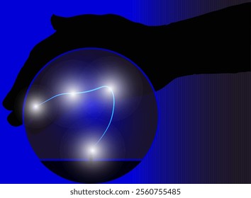 Plasma ball with hand silhouette 