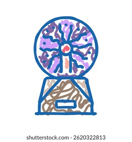 bola de plasma garoto quarto doodle ícone esboço vetor. bola de plasma garoto quarto sinal. símbolo isolado ilustração