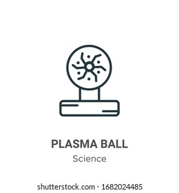 Icono vectorial de contorno de bola de plasma. Icono de bola de plasma negro en línea delgada, ilustración de elemento simple vector plano del concepto científico editable trazo aislado sobre fondo blanco