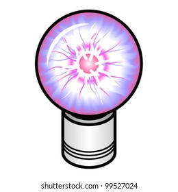 Una bola de plasma con base blanca.