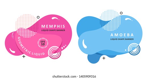 Plasma concept. Mosaic amoeba design. Trendy fractal design. Multi color trendy concept.  Circle Bubble Wavy banner. Modern vector template. Memphis Liquid shape. Template for the design of a logo