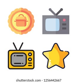 plasma icon set. vector set about star and television icons set.
