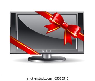 Plasma LCD TV with red bow