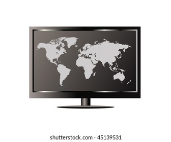 Plasma LCD TV whit world map