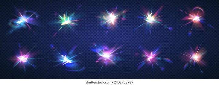 Plasma light clots color vector illustration set. Abstract power explosion with flashes and sparkles isolated on transparent background