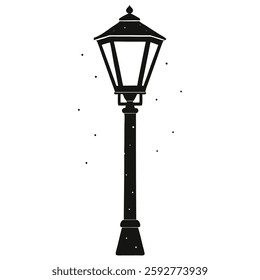 plasma lit street lamp silhouette vector on white background